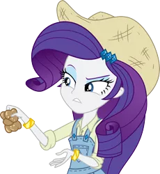 Size: 3000x3267 | Tagged: safe, artist:aqua-pony, derpibooru import, rarity, dance magic, equestria girls, equestria girls series, five to nine, spoiler:eqg specials, apple fritter (food), clothes, female, food, hat, imagine spot, overalls, rarihick, simple background, solo, transparent background, vector