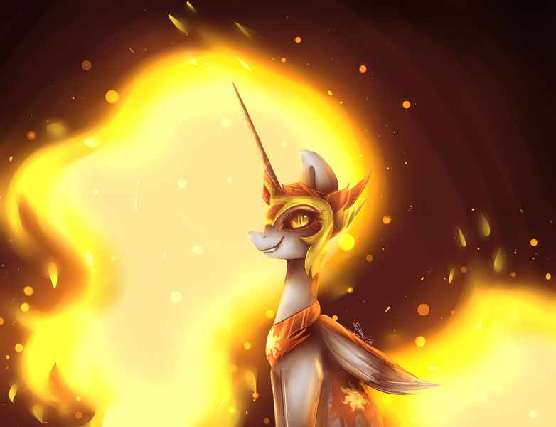 Size: 2999x2300 | Tagged: safe, artist:nutellaakanutella, derpibooru import, daybreaker, alicorn, pony, a royal problem, evil grin, female, grin, looking at you, mare, smiling, solo