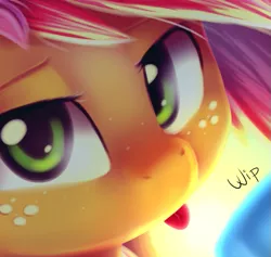 Size: 677x643 | Tagged: safe, artist:php69, derpibooru import, babs seed, earth pony, pony, bust, close-up, female, filly, portrait, solo, tongue out