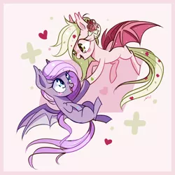 Size: 972x968 | Tagged: safe, artist:ipun, derpibooru import, oc, oc:rose pearl, unofficial characters only, bat pony, pony, female, heart eyes, mare, wingding eyes