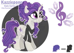 Size: 1024x735 | Tagged: safe, artist:kazziepones, derpibooru import, oc, oc:symphony gem, unofficial characters only, pony, unicorn, clothes, female, magical lesbian spawn, mare, offspring, parent:octavia melody, parent:rarity, parents:raritavia, reference sheet, scarf, simple background, solo, transparent background