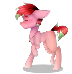 Size: 2461x2500 | Tagged: safe, artist:eclispeluna, derpibooru import, oc, unofficial characters only, earth pony, pony, eyes closed, high res, male, raised hoof, simple background, solo, stallion, transparent background