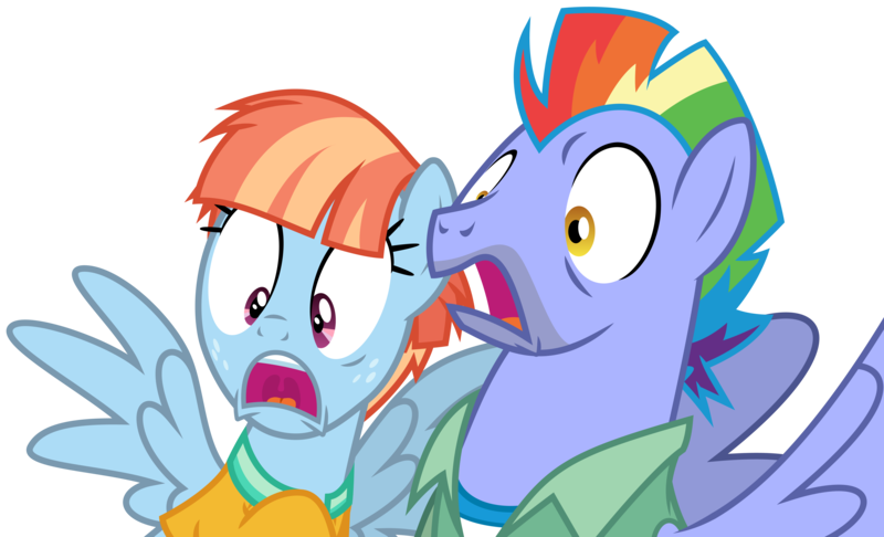 Size: 12503x7593 | Tagged: safe, artist:cloudyskie, derpibooru import, bow hothoof, windy whistles, pegasus, pony, parental glideance, .ai available, absurd resolution, duo, female, husband and wife, male, mare, open mouth, parent, rainbow dash's parents, simple background, stallion, surprised, transparent background, vector