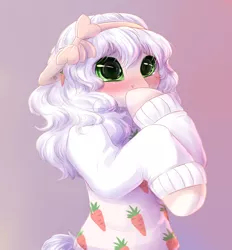 Size: 1024x1105 | Tagged: safe, artist:peachmayflower, derpibooru import, oc, unofficial characters only, earth pony, pony, blushing, clothes, cute, female, mare, ocbetes, solo, sweater