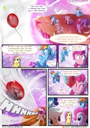 Size: 3500x4950 | Tagged: safe, artist:light262, artist:lummh, derpibooru import, applejack, discord, fluttershy, pinkie pie, rainbow dash, rarity, twilight sparkle, twilight sparkle (alicorn), alicorn, pony, comic:timey wimey, absurd resolution, balloon, comic, dialogue, faic, kirby, mane six, mouth hold, patreon, patreon logo, speech bubble