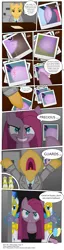 Size: 3393x13259 | Tagged: safe, artist:perfectblue97, derpibooru import, pinkie pie, princess celestia, twilight sparkle, oc, oc:dr. silvermane, pony, comic:without magic, absurd resolution, comic, earth pony twilight, folder, insane asylum, it, photo, pinkamena diane pie, poster, royal guard