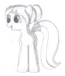 Size: 1356x1580 | Tagged: safe, artist:aafh, derpibooru import, oc, oc:bundle joy, unofficial characters only, earth pony, pony, grayscale, monochrome, simple background, smiling, solo, traditional art, white background