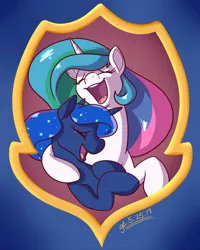 Size: 800x1000 | Tagged: safe, artist:goat train, deleted from derpibooru, derpibooru import, princess celestia, princess luna, alicorn, pony, bust, crying, duo, eyes closed, female, hug, laughing, laughingmares.jpg, mare, open mouth, royal sisters, sisterly love, sisters, smiling, tears of joy