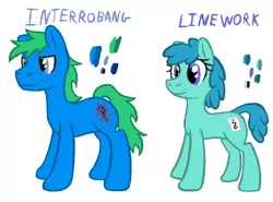 Size: 840x620 | Tagged: safe, artist:wydart, derpibooru import, oc, oc:interrobang, oc:linework, unofficial characters only, pony, duo, female, male, reference sheet, simple background, white background