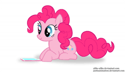 Size: 1174x681 | Tagged: safe, artist:justisanimation, artist:uliks-uliks, derpibooru import, pinkie pie, earth pony, pony, animated, blinking, boop, cracked, cracks, crying, cute, damaged, destroyed, diapinkes, female, flash, frown, gif, horse problems, iphone, mare, nose wrinkle, oops, open mouth, prone, sad, sadorable, simple background, smiling, solo, teary eyes, vector, white background, wide eyes
