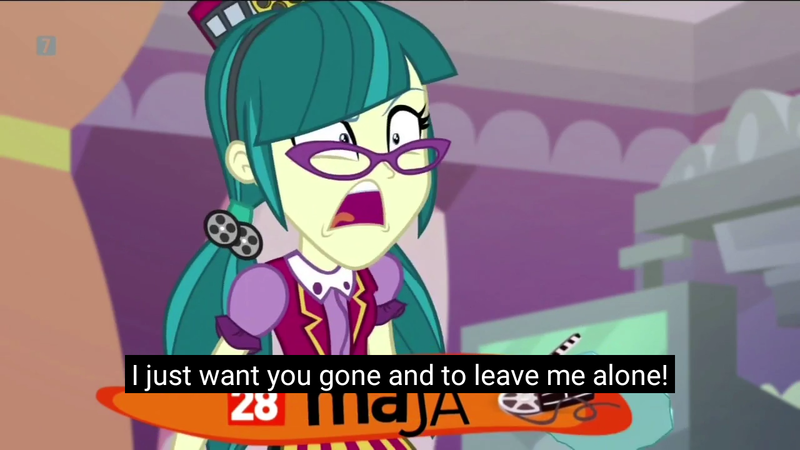 Size: 1280x720 | Tagged: safe, derpibooru import, screencap, juniper montage, equestria girls, mirror magic, spoiler:eqg specials, angry, annoyed, disturbed, polish, solo, subtitles, upset