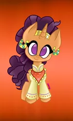 Size: 720x1200 | Tagged: safe, artist:snakeythingy, derpibooru import, saffron masala, pony, gradient background, looking at you, solo