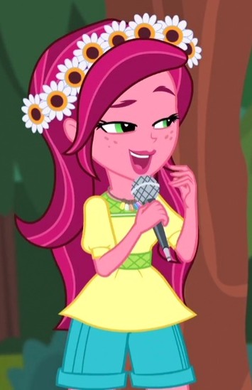 Size: 355x549 | Tagged: safe, derpibooru import, screencap, gloriosa daisy, equestria girls, legend of everfree, cropped, female, lidded eyes, magical geodes, microphone, solo