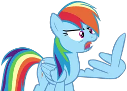 Size: 8091x5805 | Tagged: safe, artist:frownfactory, derpibooru import, rainbow dash, pony, parental glideance, absurd resolution, angry, female, middle feather, middle finger, simple background, solo, transparent background, vector, vulgar, wing hands, wings