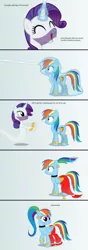 Size: 4096x11648 | Tagged: safe, artist:parclytaxel, derpibooru import, rainbow dash, rarity, genie, genie pony, pegasus, pony, unicorn, ain't never had friends like us, ask generous genie rarity, .svg available, absurd resolution, alternate hairstyle, and then there's rarity, armband, ask, beam, blushing, clothes, collar, colored wings, comic, ear piercing, earring, eyes closed, feather ring, female, floating, forced makeover, freeze spell, frown, frozen, gem, gradient background, headband, jewelry, leg brace, looking back, magic, makeover, mare, multicolored wings, open mouth, piercing, ponytail, rainbow dash always dresses in style, rainbow wings, ring, shantae, shantae (character), shoes, smiling, tail wrap, telekinesis, tumblr, vector, veil, wide eyes, wing jewelry, wings