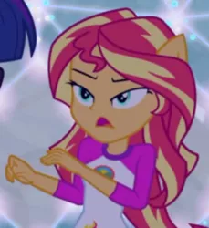 Size: 477x521 | Tagged: safe, derpibooru import, screencap, sci-twi, sunset shimmer, twilight sparkle, equestria girls, legend of everfree, cropped, ponied up, solo, solo focus