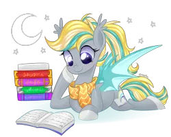 Size: 5000x4000 | Tagged: safe, artist:kaikururu, derpibooru import, oc, oc:booker, unofficial characters only, bat pony, pony, absurd resolution, book, clothes, female, mare, scarf, simple background, solo, transparent background