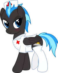 Size: 4000x5021 | Tagged: safe, artist:waveywaves, derpibooru import, oc, oc:nimbus, unofficial characters only, pegasus, pony, absurd resolution, nurse outfit, rule 63, simple background, solo, transparent background, vector