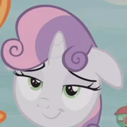 Size: 784x784 | Tagged: safe, derpibooru import, screencap, sweetie belle, pony, hard to say anything, context is for the weak, cropped, lidded eyes