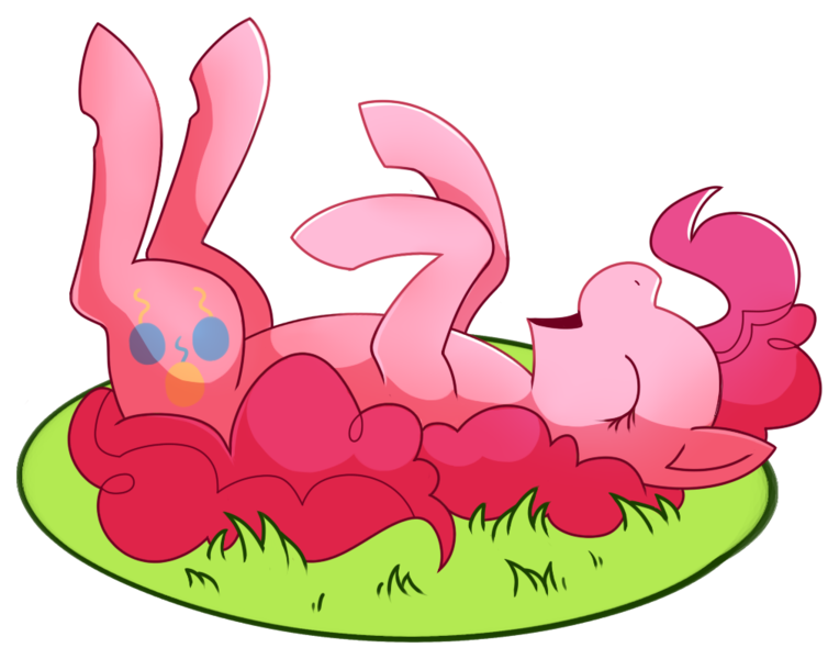 Size: 1015x797 | Tagged: safe, artist:amazingmollusk, derpibooru import, pinkie pie, earth pony, pony, grass, happy, horses doing horse things, pie daily, rolling, simple background, solo, transparent background