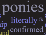 Size: 151x115 | Tagged: confirmed, derpibooru, derpibooru import, juxtaposition, juxtaposition win, meme, meta, safe, text, word cloud