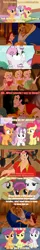 Size: 800x4950 | Tagged: safe, derpibooru import, apple bloom, scootaloo, sweetie belle, pony, hard to say anything, absurd resolution, beast, beauty and the beast, belle, crossover, cutie mark crusaders, dialogue, gaston, screencap comic