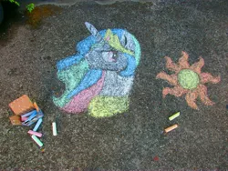 Size: 5152x3864 | Tagged: safe, artist:malte279, derpibooru import, princess celestia, pony, absurd resolution, chalk drawing, traditional art