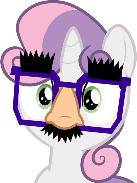 Size: 5296x7102 | Tagged: safe, artist:pink1ejack, derpibooru import, sweetie belle, pony, unicorn, hard to say anything, absurd resolution, disguise, female, filly, glasses, groucho mask, simple background, solo, transparent background, vector