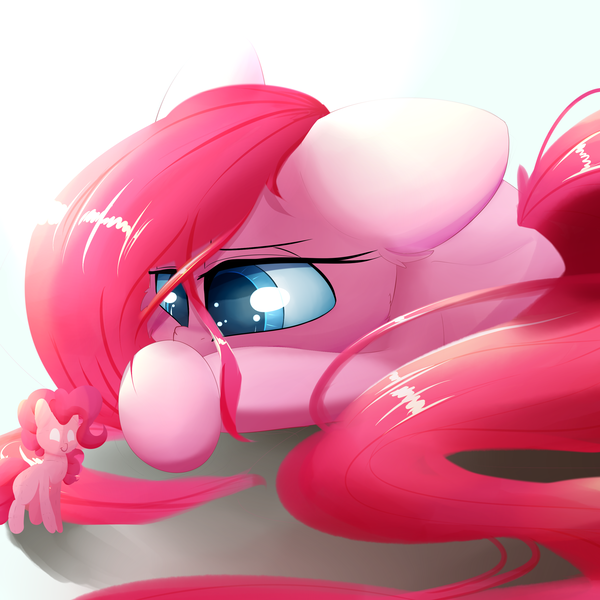 Size: 2800x2800 | Tagged: safe, artist:madacon, derpibooru import, pinkie pie, earth pony, pony, female, mare, pinkamena diane pie, plushie, prone, sad, self plushidox, solo