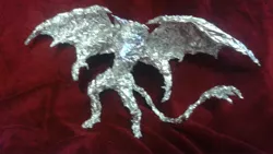 Size: 2560x1440 | Tagged: aluminum, artist:thefoilguy, derpibooru import, foil, g1, photo, safe, scorpan, sculpture, traditional art