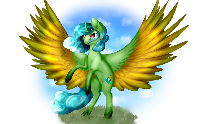 Size: 4000x2500 | Tagged: safe, artist:isorrayi, derpibooru import, oc, unofficial characters only, alicorn, pegasus, pony, alicorn oc, colored wings, colored wingtips, female, high res, mare, multicolored wings, rearing, solo
