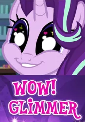 Size: 300x431 | Tagged: safe, derpibooru import, starlight glimmer, pony, unicorn, equestria girls, mirror magic, spoiler:eqg specials, caption, cute, expand dong, exploitable meme, faic, glimmie, grin, happy, heart eyes, image macro, meme, smiling, solo, starry eyes, wingding eyes, wow! glimmer