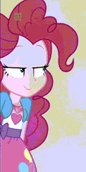 Size: 538x1080 | Tagged: safe, derpibooru import, screencap, pinkie pie, equestria girls, mirror magic, spoiler:eqg specials, animated, cropped, geode of sugar bombs, gif, lidded eyes, magical geodes, solo