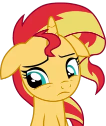 Size: 5922x6994 | Tagged: safe, artist:paganmuffin, derpibooru import, sunset shimmer, pony, unicorn, equestria girls, mirror magic, spoiler:eqg specials, absurd resolution, female, floppy ears, mare, sad, simple background, solo, transparent background, vector