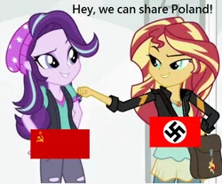 Size: 632x525 | Tagged: safe, derpibooru import, starlight glimmer, sunset shimmer, equestria girls, mirror magic, spoiler:eqg specials, dude not funny, eqg flag-tag meme, flag, molotov-ribbentrop pact, nazi, nazi germany, poland, politics, soviet union, stalin glimmer, we are going to hell, world war ii