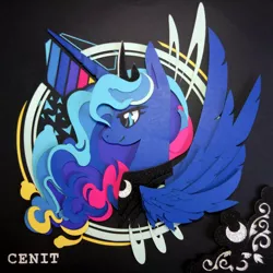 Size: 3288x3288 | Tagged: safe, artist:cenit-v, artist:jiuweidehuli, derpibooru import, princess luna, pony, craft, papercraft, solo, spread wings, traditional art, wings