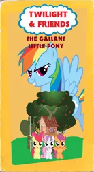 Size: 566x1022 | Tagged: artist needed, safe, derpibooru import, edit, apple bloom, rainbow dash, scootaloo, sweetie belle, pony, cutie mark crusaders, parody, thomas and friends, thomas the tank engine, vhs