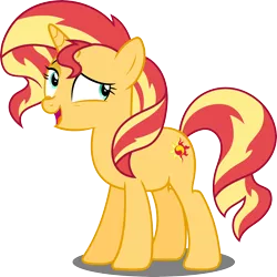 Size: 6626x6631 | Tagged: safe, artist:sugar-loop, derpibooru import, sunset shimmer, pony, unicorn, equestria girls, mirror magic, spoiler:eqg specials, absurd resolution, bashful, female, mare, simple background, solo, transparent background, vector