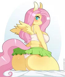 Size: 1013x1200 | Tagged: adorasexy, anthro, artist:boxollie, ass, blushing, breasts, busty fluttershy, clothes, cute, derpibooru import, equestria girls outfit, female, flutterbutt, fluttershy, miniskirt, panties, plump, rear view, sexy, skirt, skirt lift, solo, solo female, suggestive, tanktop, the ass was fat, thighs, underwear, white underwear