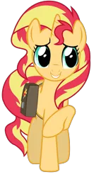 Size: 2441x4589 | Tagged: safe, artist:remcmaximus, derpibooru import, sunset shimmer, pony, unicorn, equestria girls, mirror magic, spoiler:eqg specials, absurd resolution, bag, cute, female, mare, raised hoof, shimmerbetes, simple background, smiling, solo, transparent background, vector