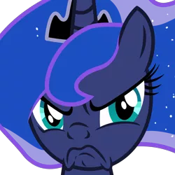 Size: 3000x3000 | Tagged: safe, artist:speedox12, deleted from derpibooru, derpibooru import, princess luna, pony, a royal problem, frown, glare, grumpy luna, looking at you, scowl, simple background, solo, transparent background, vector