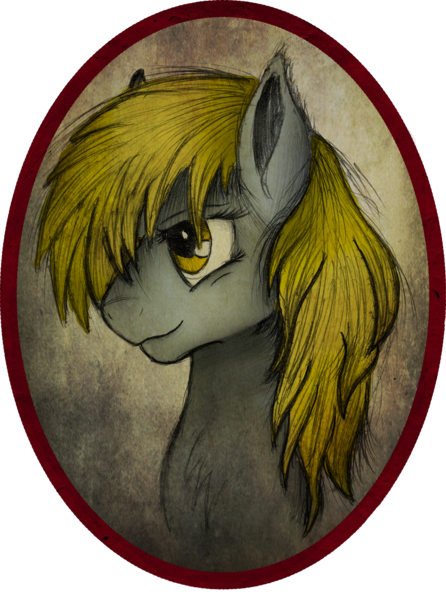 Size: 1859x2500 | Tagged: safe, artist:ancientowl, derpibooru import, derpy hooves, pegasus, pony, bust, female, hair over one eye, mare, portrait, solo