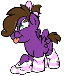 Size: 1897x2269 | Tagged: safe, artist:befishproductions, derpibooru import, oc, oc:befish, unofficial characters only, pegasus, pony, baby, baby pony, clothes, female, filly, heart eyes, signature, simple background, socks, solo, striped socks, tongue out, transparent background, wingding eyes