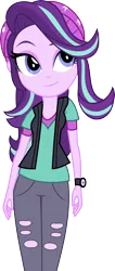 Size: 3000x7056 | Tagged: safe, artist:aqua-pony, derpibooru import, starlight glimmer, equestria girls, mirror magic, spoiler:eqg specials, absurd resolution, beanie, clothes, hat, pants, shirt, simple background, smiling, solo, transparent background, vector, vest, watch, wristwatch