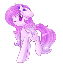 Size: 1024x1056 | Tagged: safe, artist:twily-star, derpibooru import, oc, oc:stardust, unofficial characters only, earth pony, pony, female, floppy ears, mare, one eye closed, simple background, solo, transparent background, watermark, wink