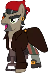 Size: 1501x2275 | Tagged: safe, artist:cloudyglow, derpibooru import, doctor caballeron, pony, stranger than fan fiction, clothes, clothes swap, cosplay, costume, crossover, disney, john silver, male, simple background, solo, stallion, transparent background, treasure planet, vector