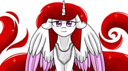 Size: 1024x573 | Tagged: safe, artist:whitehershey, derpibooru import, oc, oc:rosaline, unofficial characters only, alicorn, pony, alicorn oc, colored wings, colored wingtips, crying, female, floppy ears, mare, simple background, solo, white background