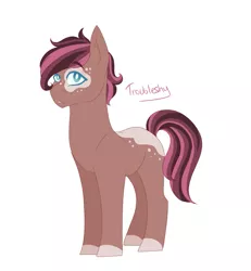 Size: 1201x1302 | Tagged: safe, artist:kittii-kat, derpibooru import, oc, oc:bambi, unofficial characters only, earth pony, pony, male, offspring, parent:fluttershy, parent:troubleshoes clyde, parents:troubleshy, simple background, solo, stallion, white background