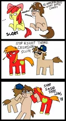 Size: 708x1298 | Tagged: safe, derpibooru import, apple bloom, big macintosh, oc, oc:hal, oc:lemon loaf, pony, comic