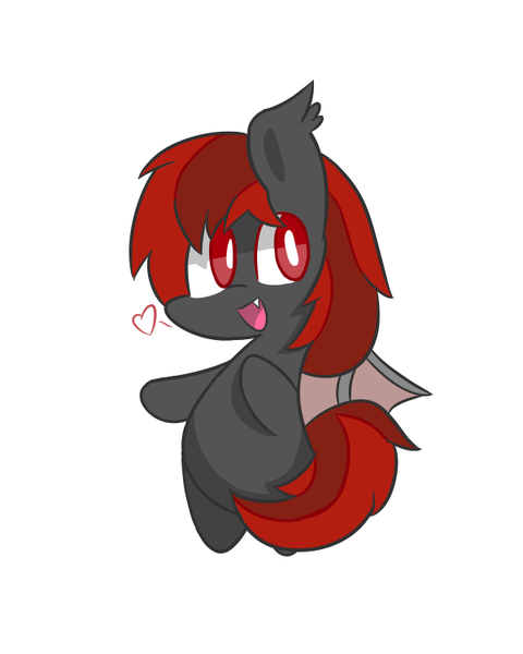 Size: 600x750 | Tagged: safe, artist:surplusflow, derpibooru import, oc, unofficial characters only, bat pony, pony, chibi, open mouth, simple background, solo, style emulation, wings